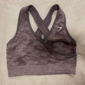 Gymshark criss cross camo sports bra dust purple